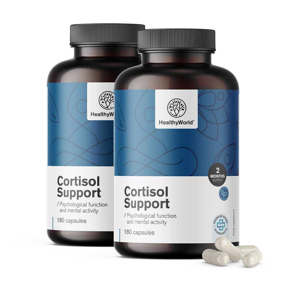 Kortizol Támogató kapszulák a kognitív funkció támogatásához.
