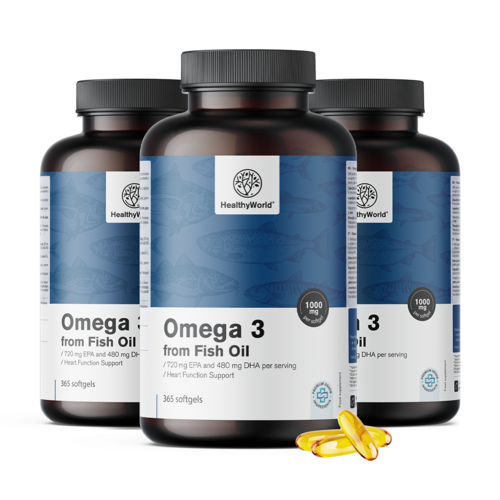 3x Omega-3 1000 mg – halolajból, összesen 1095 lágy kapszula