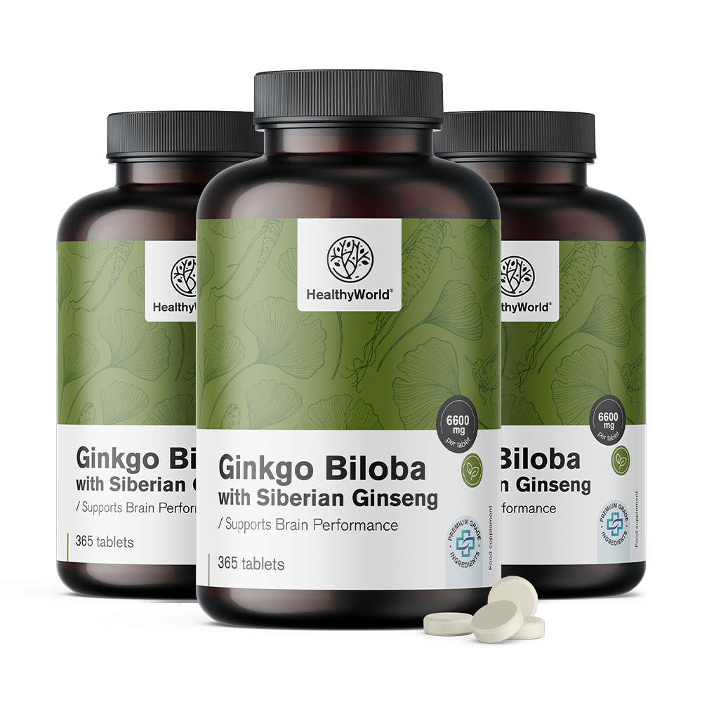 Ginkgo biloba szibériai ginzenggel tablettákban.