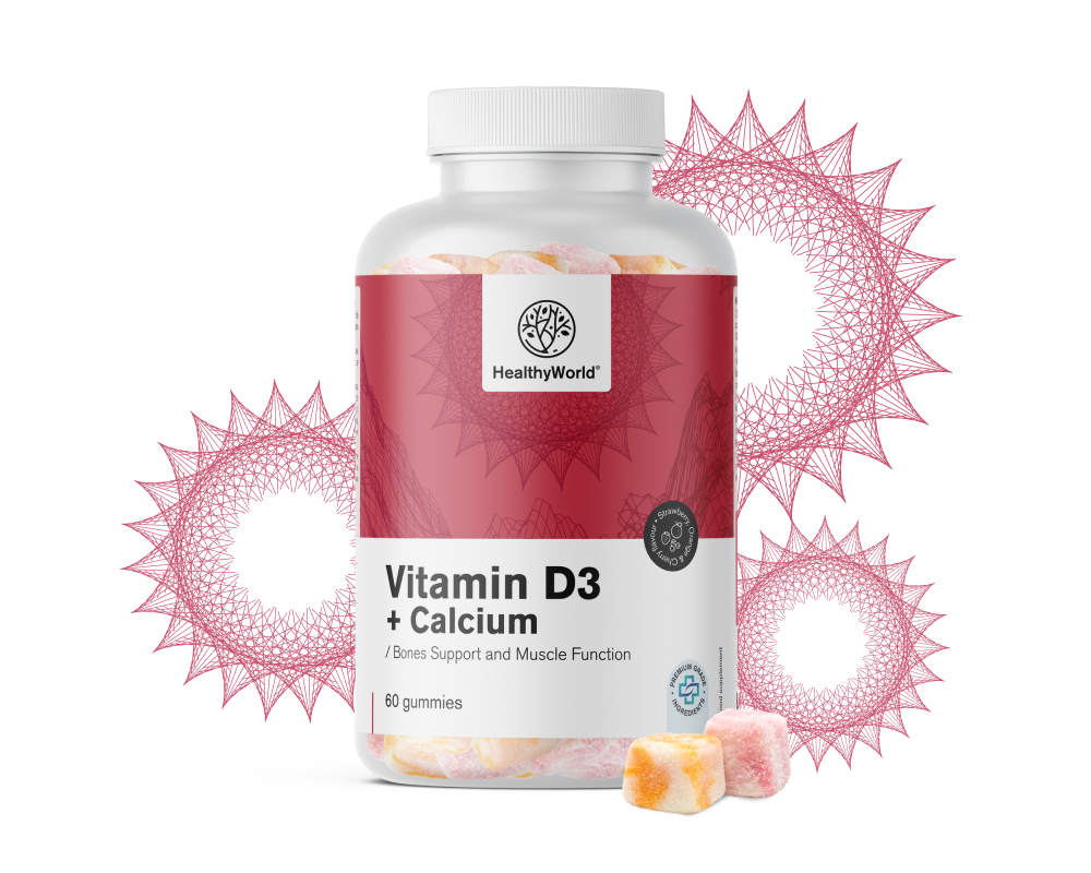 D3-vitamin + kalcium – gumicukor  az izmok, csontok és fogak számára