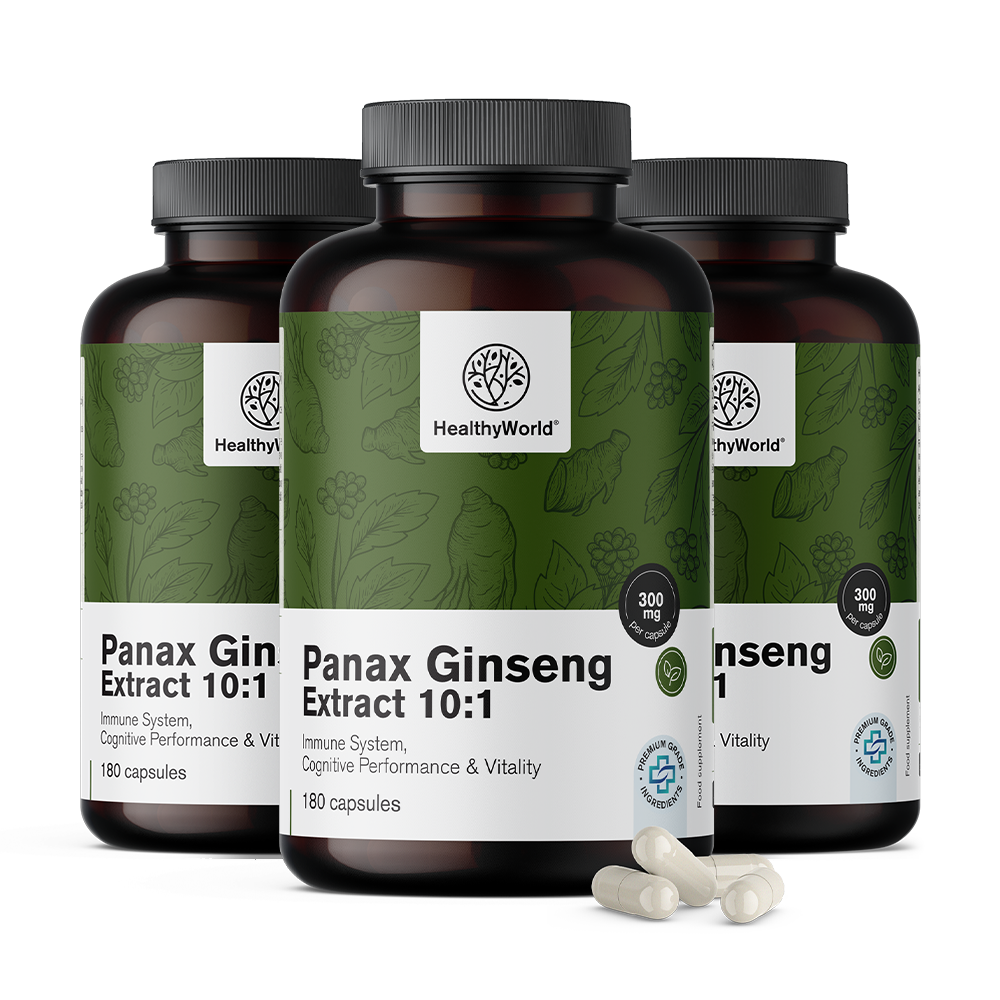 Panax Ginseng 300 mg - a Ginseng 10:1 kivonat kapszulákban.