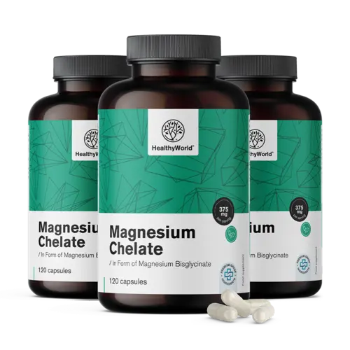 3x Magnézium kelát 375 mg, összesen 360 kapszula