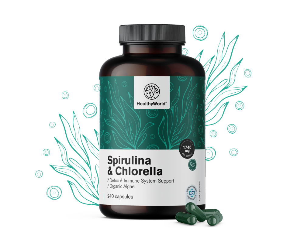 Spirulina és chlorella 1740 mg