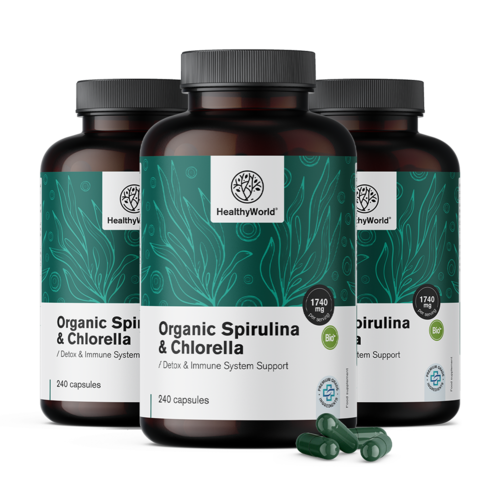 3x Spirulina és chlorella 1740 mg, összesen 720 kapszula
