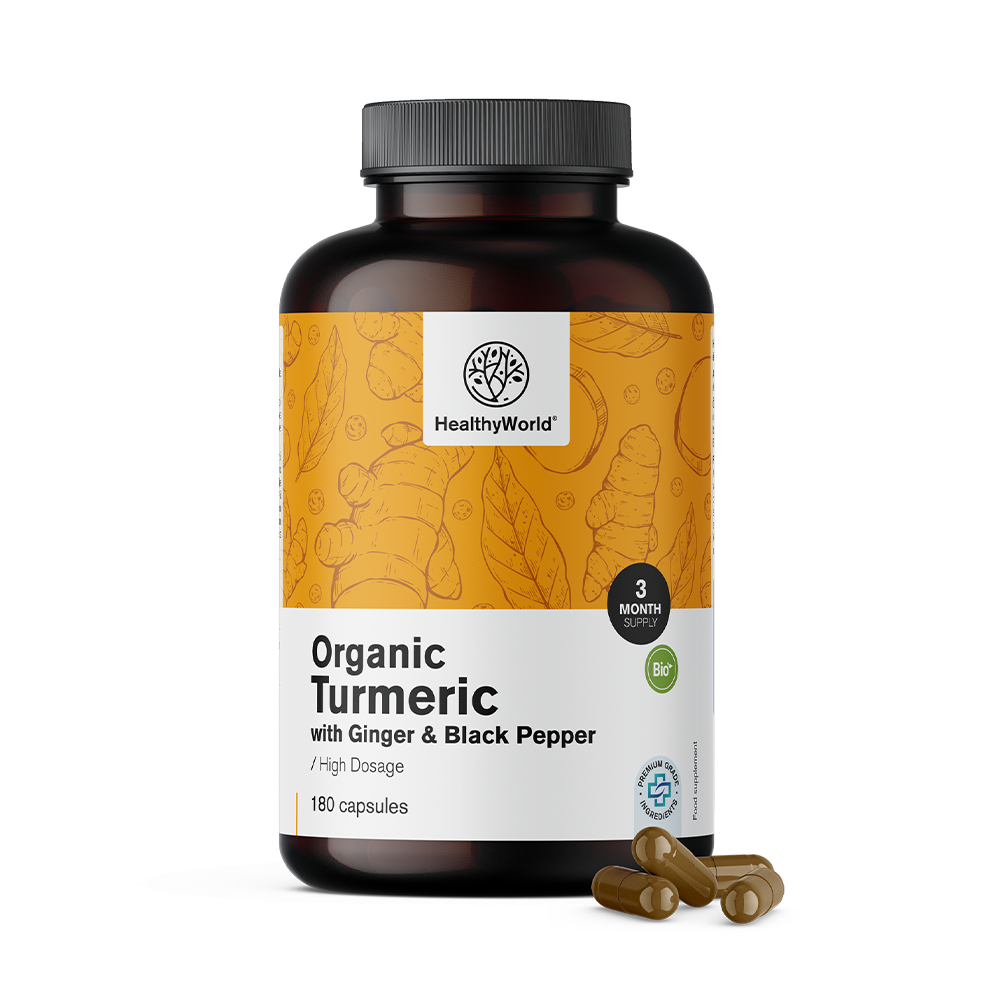BIO Kurkuma 1440 mg - gyömbérrel és fekete borssal.