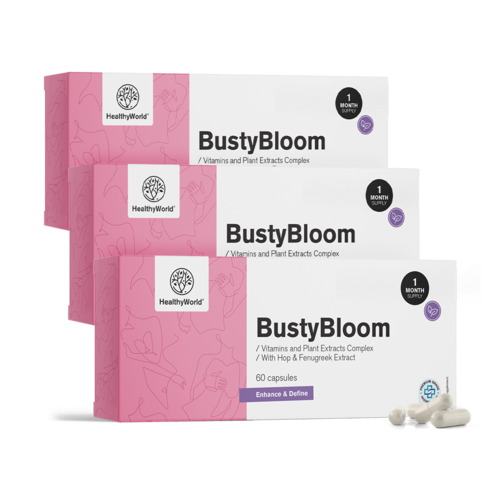3x BustyBloom – vitaminok és növényi kivonatok komplexe, összesen 180 kapszula
